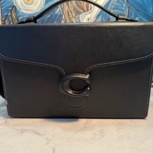 Coach Black Leather Top Handle Satchel with C-Clasp